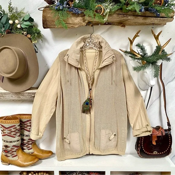 Safari MESH boho cardigan/cover up w botanical vacay vibe - Picture 1 of 12